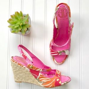 { Lilly Pulitzer} floral jute wedges
